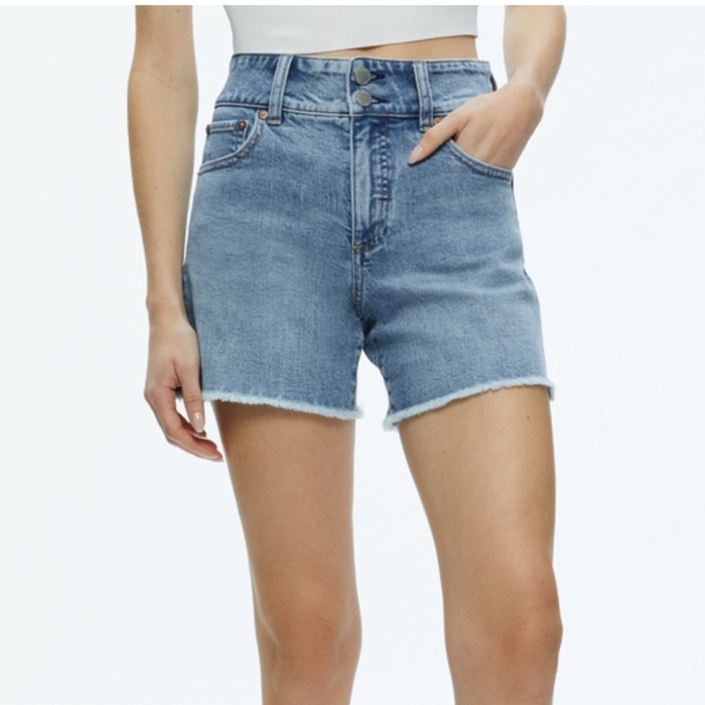 Alice + Olivia Han High Rise Wide Band Jean Shorts Size 27